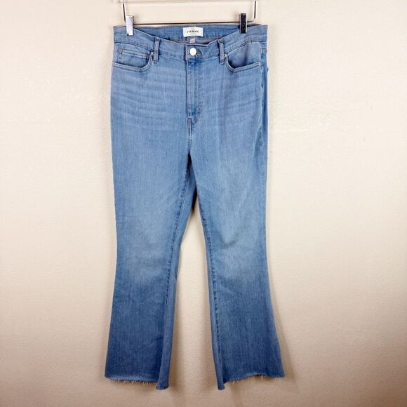 Frame Light Wash Denim Flared Bootcut Jeans Stretch 31 Le High - Picture 2 of 8